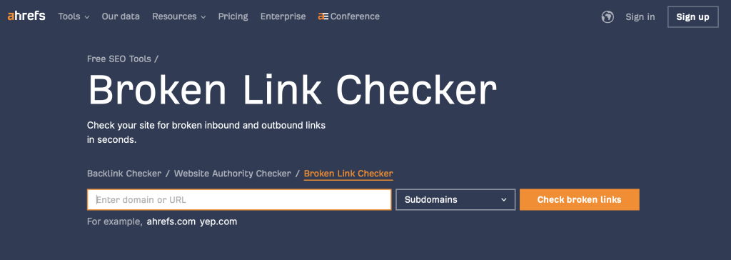 Ahrefs Broken Link Checker